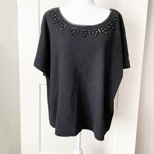 Lane Bryant Black Beaded Textured Top 26/28